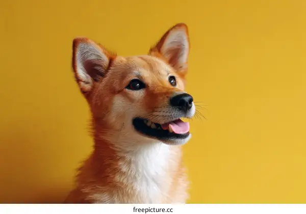 Adorable Dog Portrait Against a Bright Yellow Background