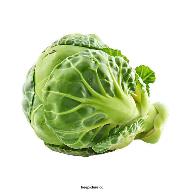 [Transparent Background PNG]Fresh Green Brussels Sprout Isolated on White Background