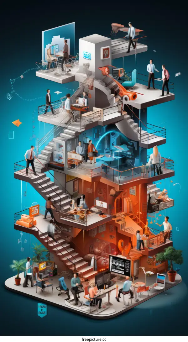 Modern Office Interior with Working Team