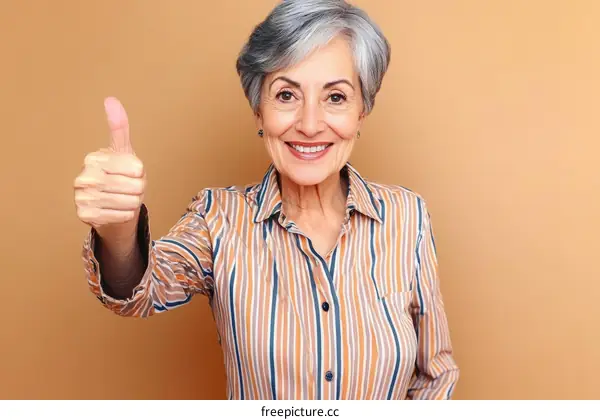 Happy Senior Woman Giving Thumbs Up