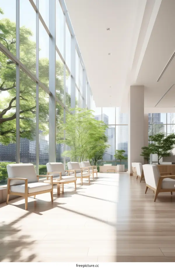 Bright and Airy Modern Lobby Interior with Large Windows