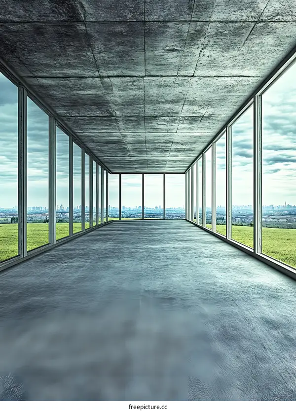 Modern Architecture Interior With City View