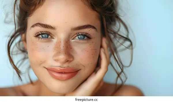 portrait of a young woman with freckles