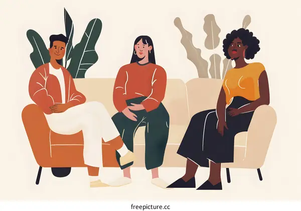 Diverse Group of Friends Sitting on a Sofa Together