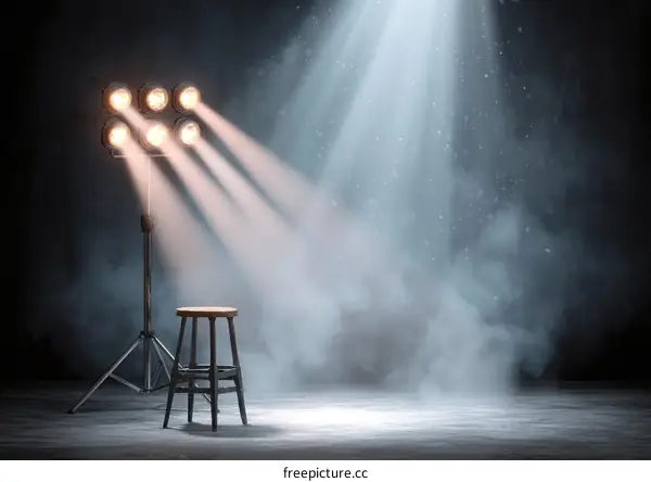 Empty Stage Lighting Design Photorealistic Illustration