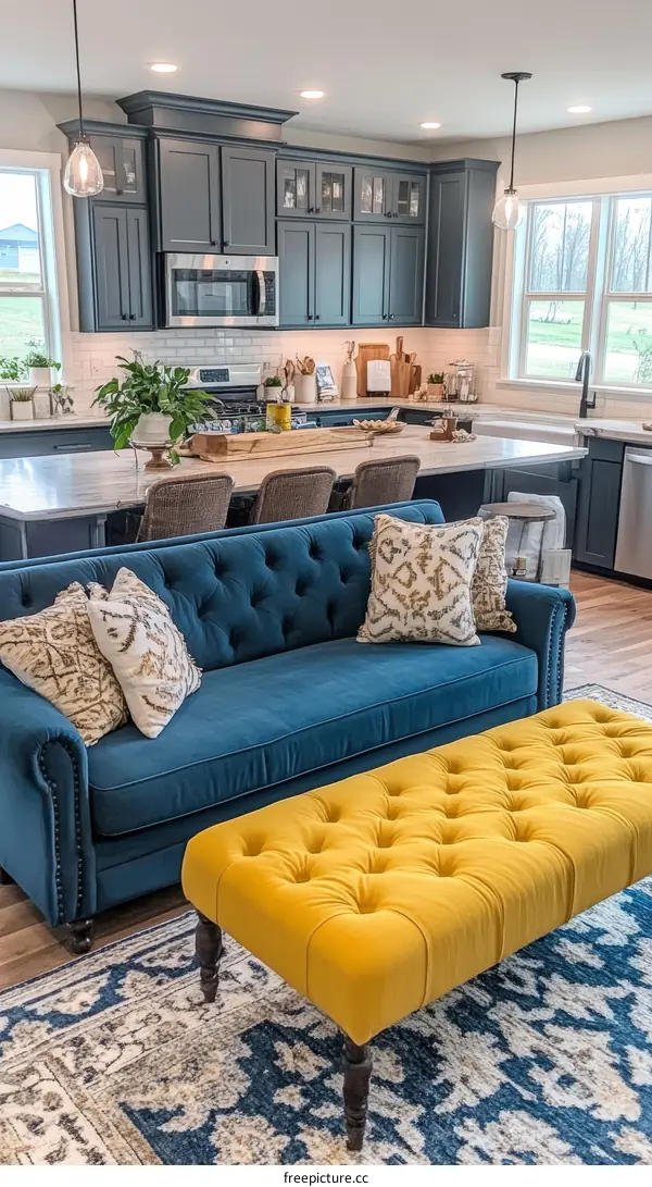 Modern Farmhouse Kitchen and Living Room Design