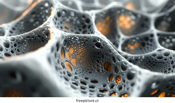 Grey organic structure close up