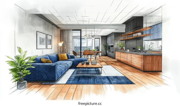 Modern Home Interior Design Illustration