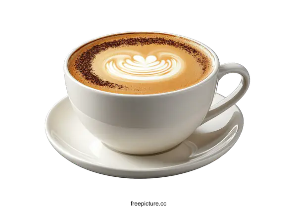 [Transparent Background PNG]Delicious Latte Art Coffee in White Cup