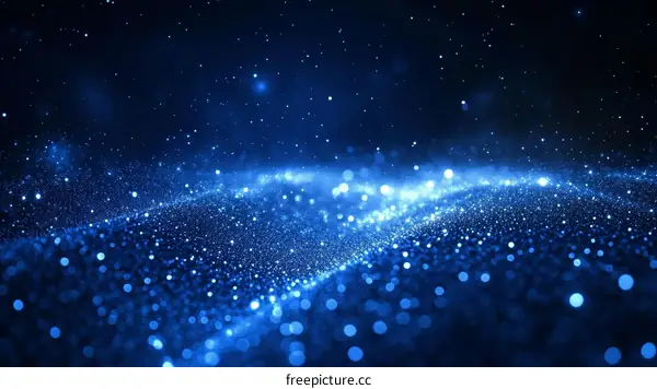Abstract Blue Sparkling Particles Background Design