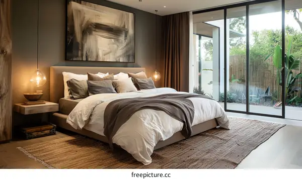 Modern Bedroom with Tropical Garden View