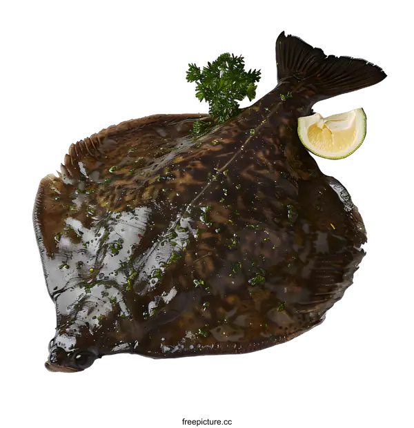 [Transparent Background PNG]Fresh whole plaice fish on white background