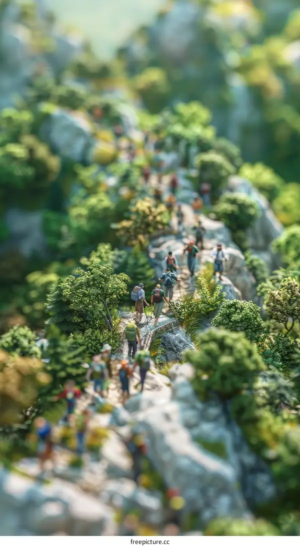 Miniature People on a Rocky Ridge