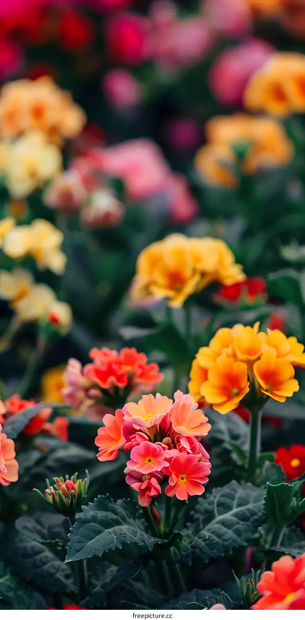 Closeup of Pink and Orange Flowers in a Garden