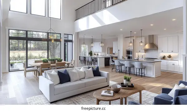 Open Concept Modern Farmhouse Living Area with Large Windows