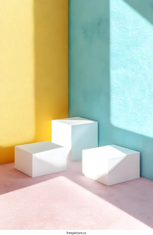 Minimalist Abstract Geometric Shapes On Colorful Background