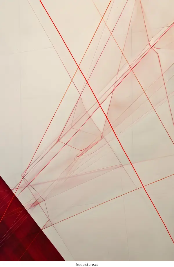 Abstract Art with Red Lines on Canvas