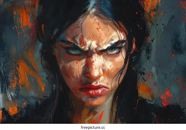 portrait of a woman with green eyes and black hair