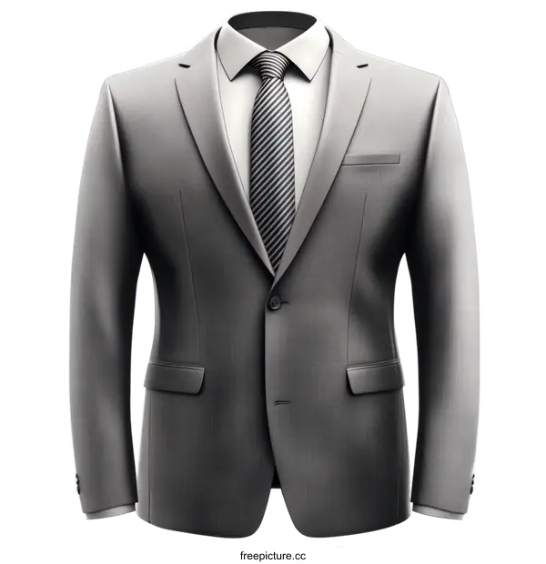 [Transparent Background PNG]Elegant Gray Suit Illustration for Business