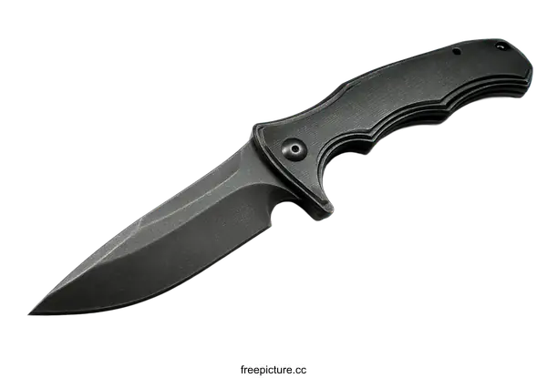[Transparent Background PNG]Close up of a modern black tactical folding knife