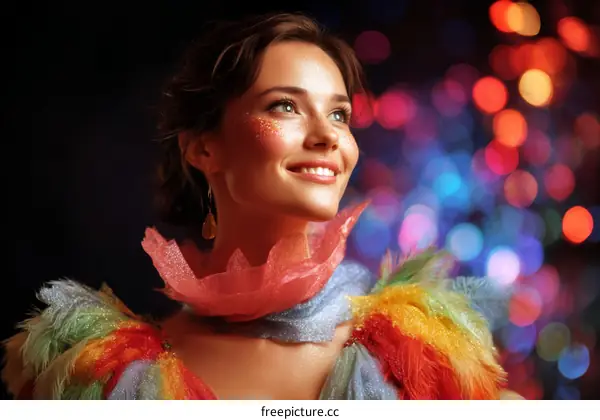 Woman with Colorful Festive Fashion