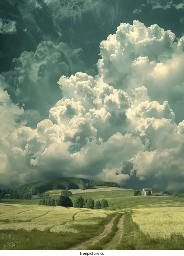 Countryside Path with Dramatic Clouds