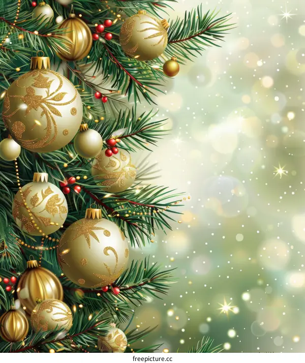 Christmas ornaments hanging on a Christmas tree