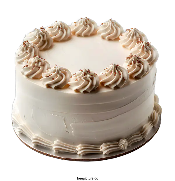 [Transparent Background PNG]White frosted cake on white background