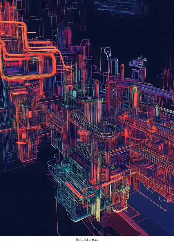 Abstract Colorful Wireframe Structure Design