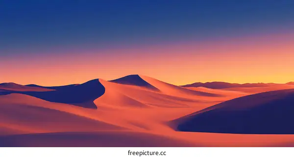 Desert Sunset Landscape Illustration