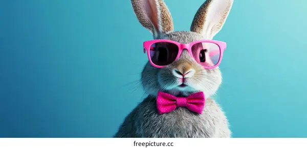 Stylish Bunny with Pink Sunglasses and Bow Tie