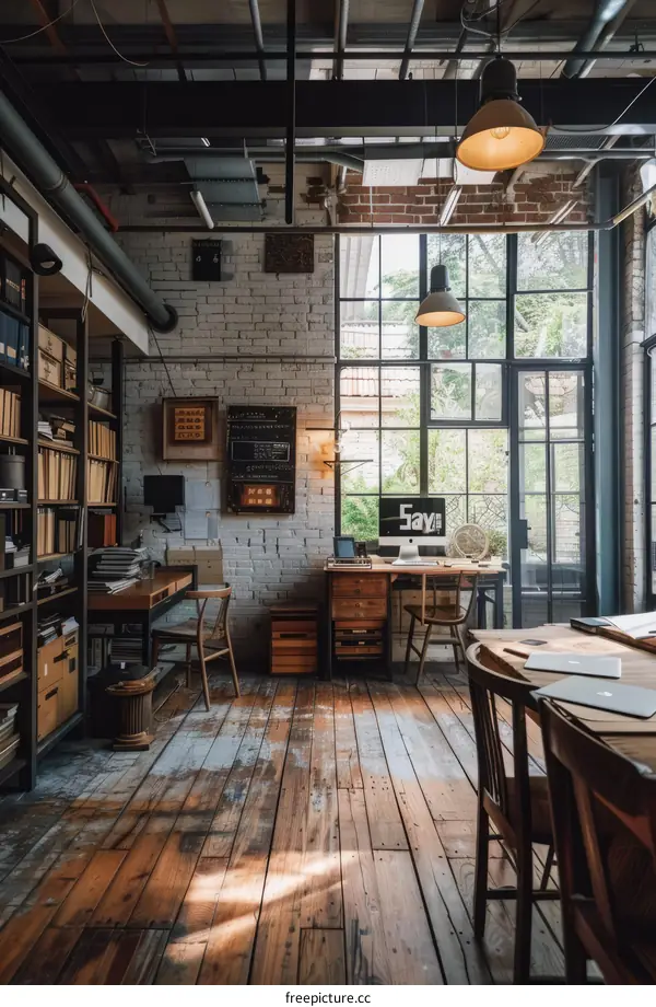 vintage industrial style home office interior design