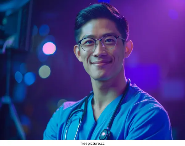 Portrait of a young Asian male doctor smiling