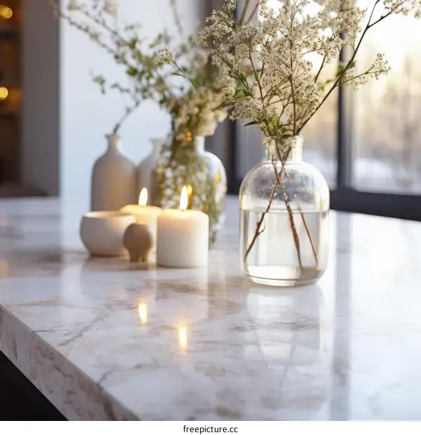 Elegant and Modern Home Decor With Candles and Flowers