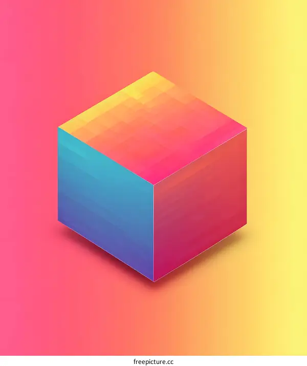Abstract 3D Cube Shape with Gradient Colors