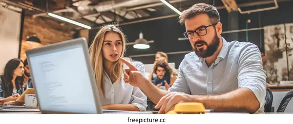 Two Businesspeople Discussing Business Strategy In Office