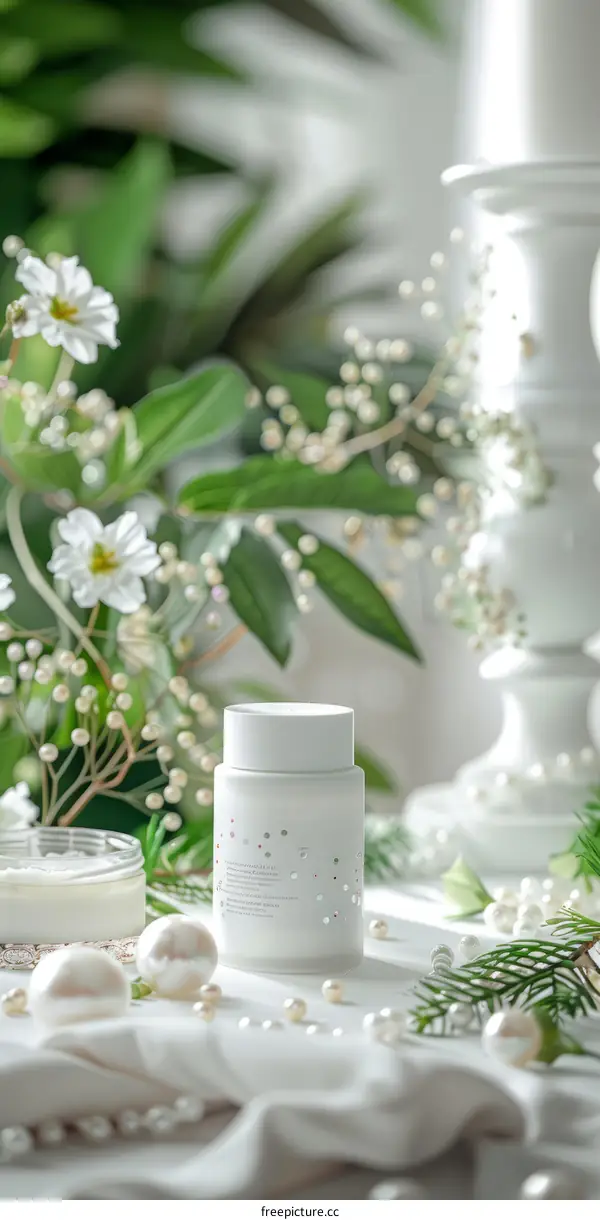 Luxury Cosmetic Product with Natural Background