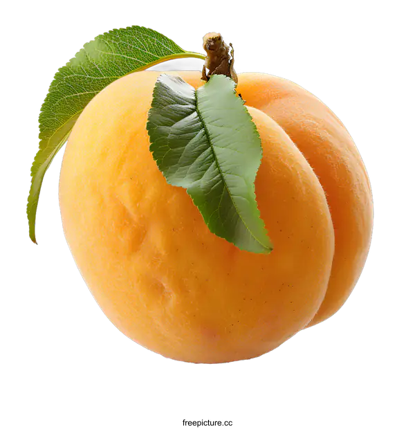 [Transparent Background PNG]peach with green leaves