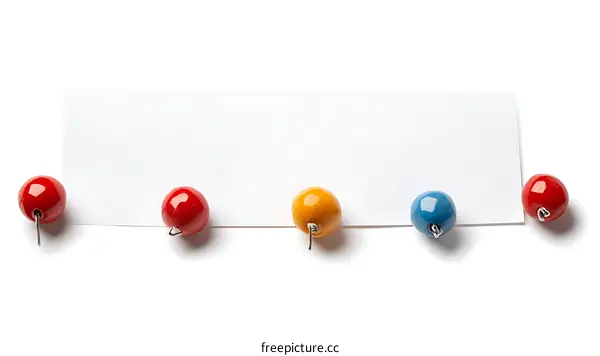 Colorful Decorative Pushpins on a Blank Note Card