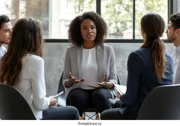 Diverse Group in a Circle Discussion