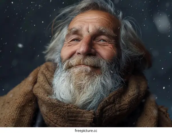 Portrait of a Senior Man Enjoying the Snow