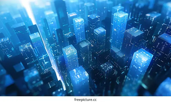 Blue Digital City Illustration
