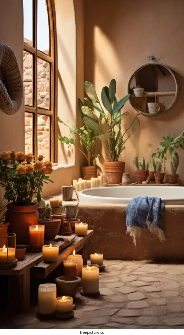 Bathroom with a view of the desert