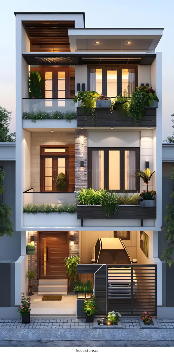 Modern minimalist three-story house