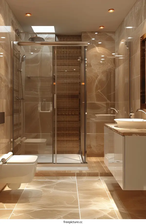 Modern Bathroom Interior Design with Shower and Sink