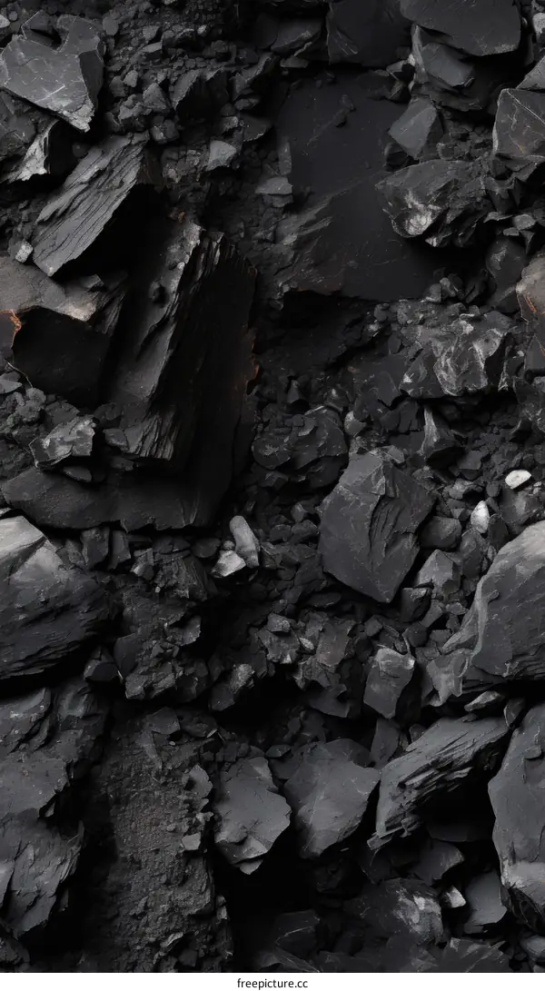 Black, Rough Texture of Cracked Charcoal