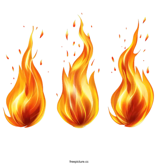 [Transparent Background PNG]Three Flames Illustration On transparent background