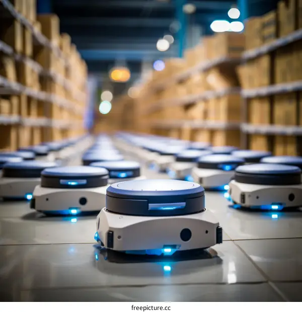 Automated warehouse with autonomous mobile robots