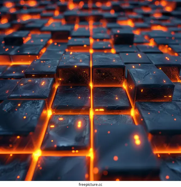 Glowing orange cubes background