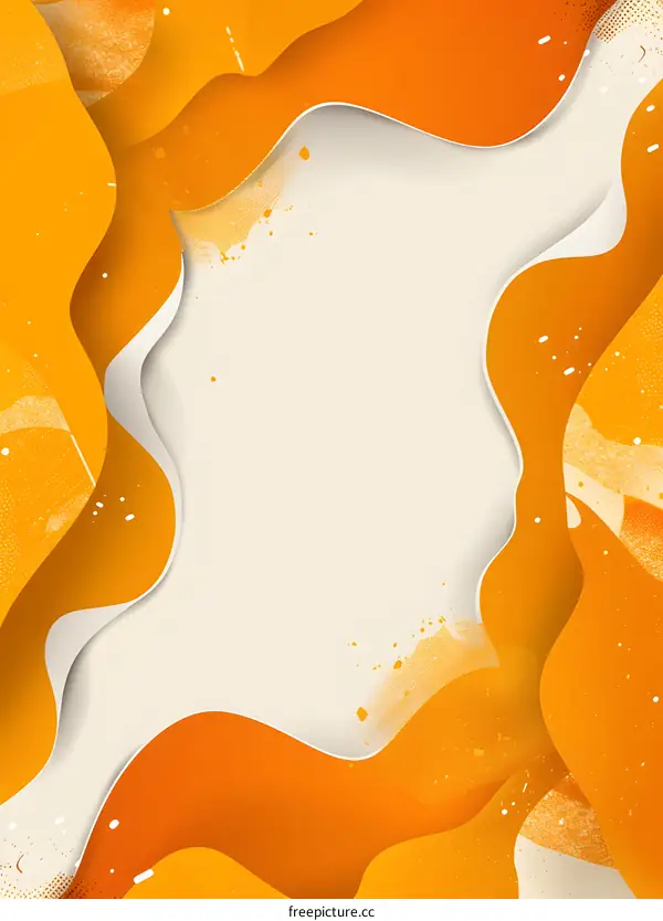 Abstract Orange Background with Paper Cutout Waves